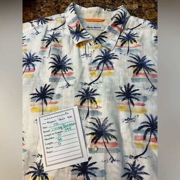 Tommy Bahama Sunset Palm Camp 109% Linen Short Sleeve Button‎ Down Shirt sz XXL - Picture 2 of 6
